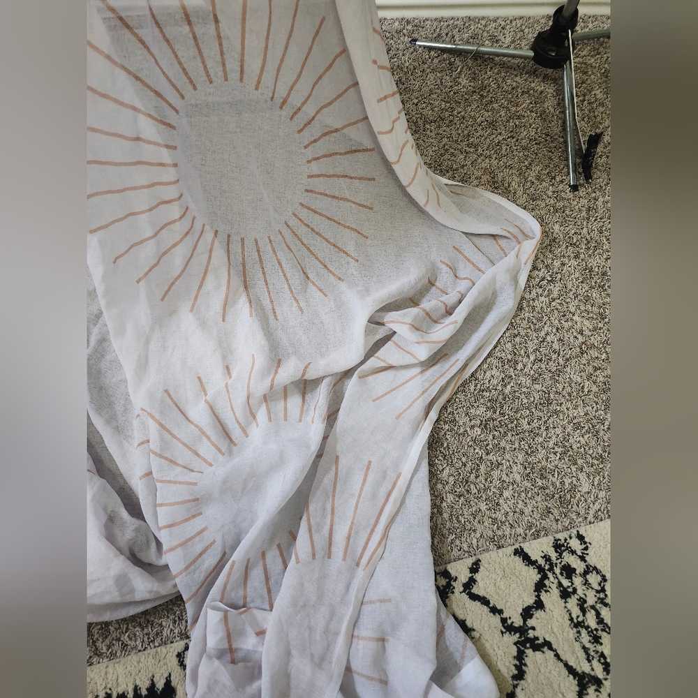 Society6 White and Tan Sunburst Curtains - Picture 4 of 5
